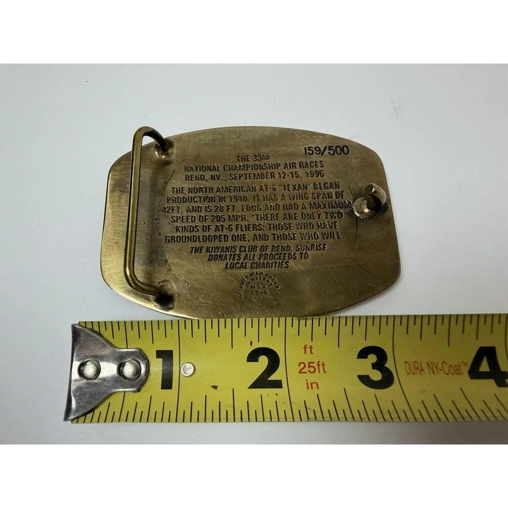 1996 Reno National Championship Air Race Brass Belt‎ Buckle Nevada Vintage